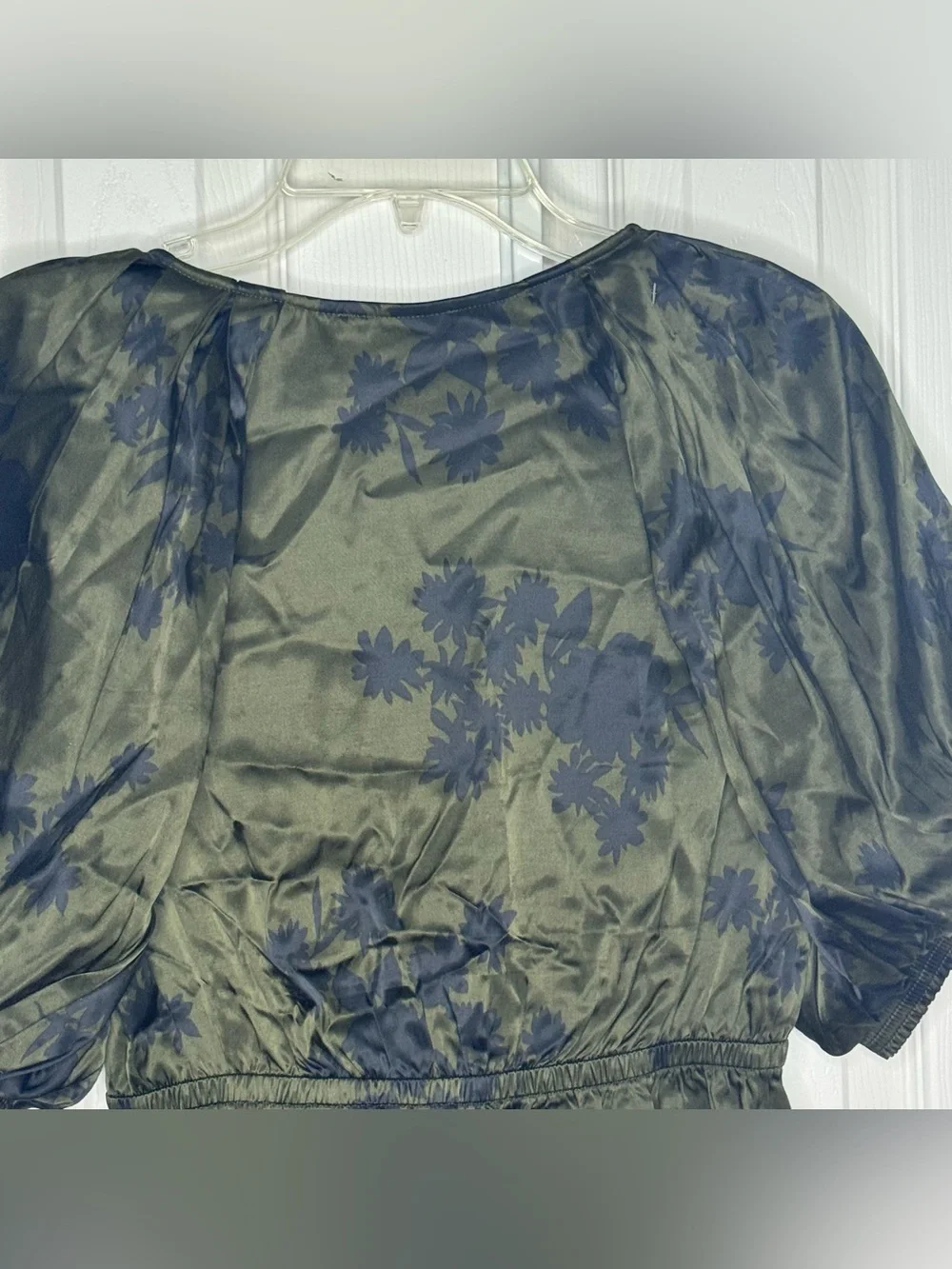 Madewell Satin Shirred Puff Sleeve Blouse Size S